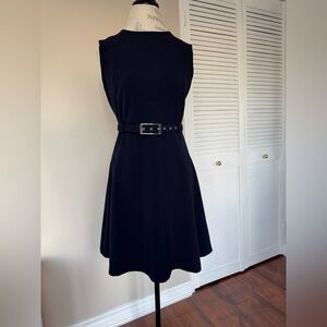 Chic Black Belted Mini Dress
